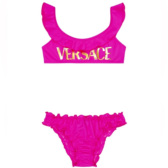 New Authentic VERSACE KIDS Logo ruffle-trimmed 👙 Bikini - Picture 6 of 13